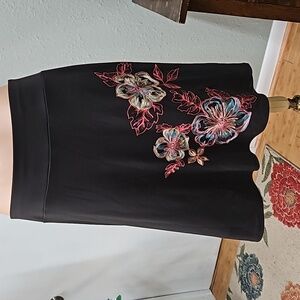Cute black floral embroidered skirt